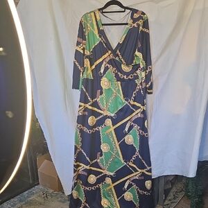 Elegant Chain Print Maxi Dress